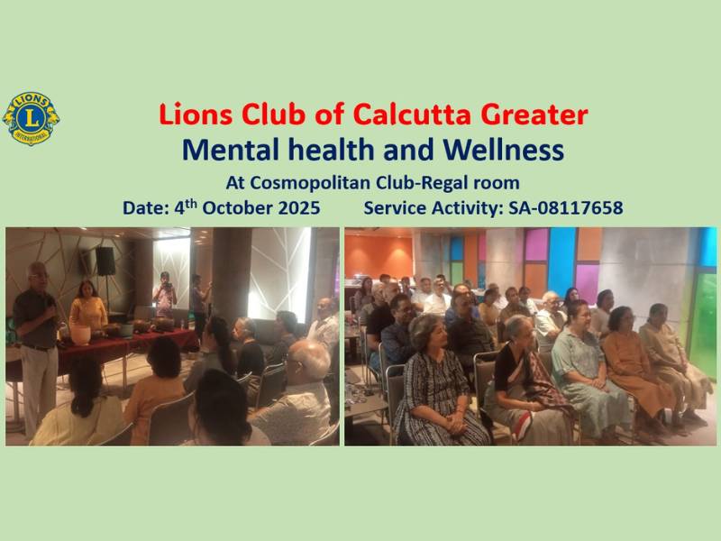 Lions Club Calcutta Greater Mental Health and Wellness Session